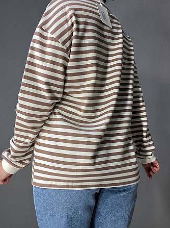 Лонгслив женский TEXTURE 1255 реглан полосатый трикотажный оверсайз крой one size, бежевый, one size Киев - изображение 15