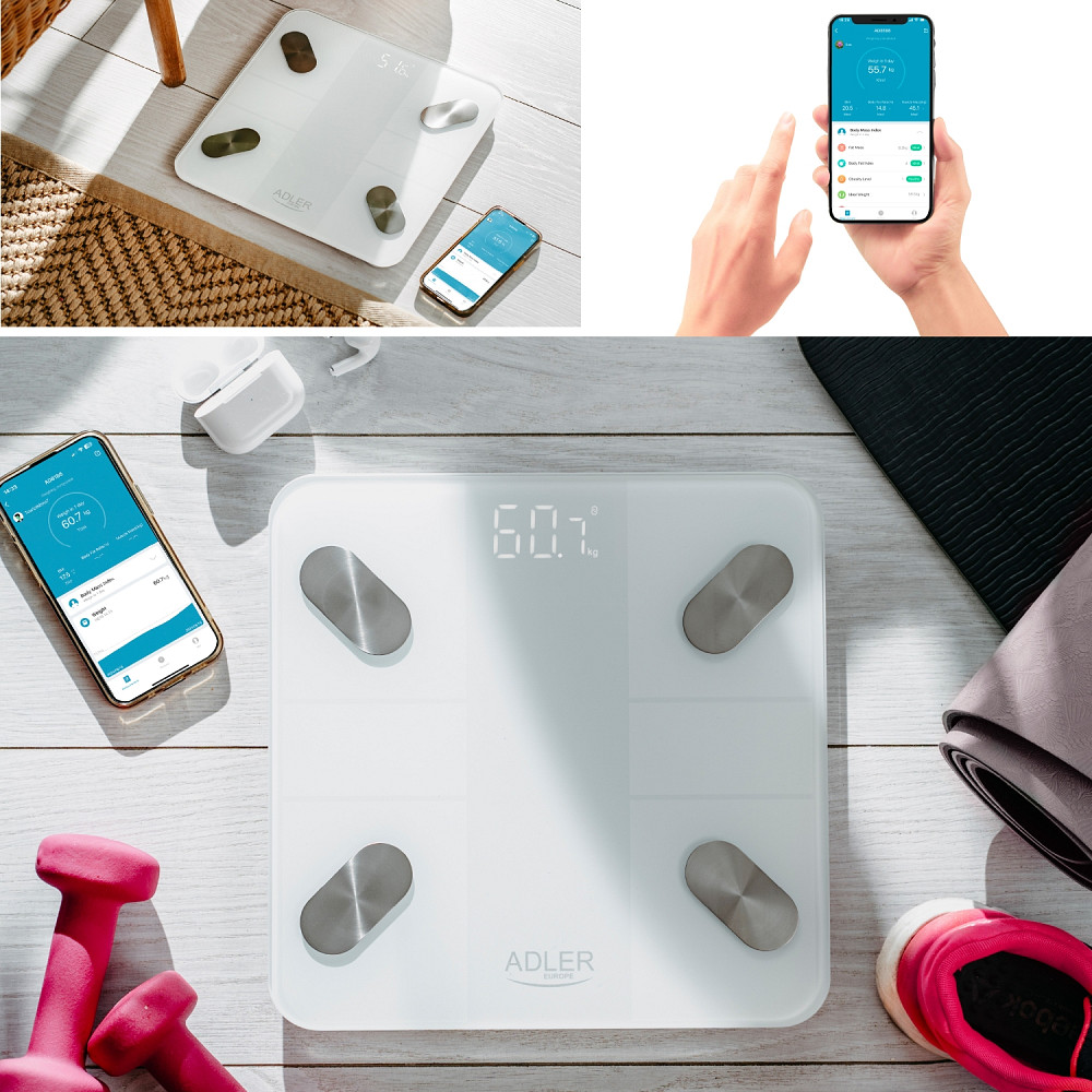 Ваги напольні Adler AD 8186 white електронні/ Smart/ 180кг/ 3хААА/ автовимкнення/ білі Винница - изображение 5