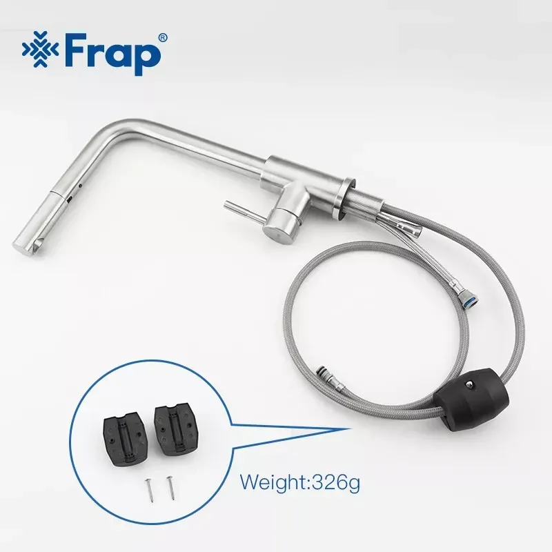 Смеситель для кухни с выдвижным изливом Frap F60899, сатин Киев - изображение 3