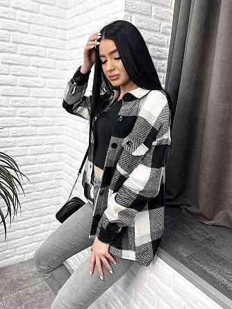 Жіноча тепла сорочка "Elba" оптом | Розпродаж моделі 46-48, Чорний+білий Київ