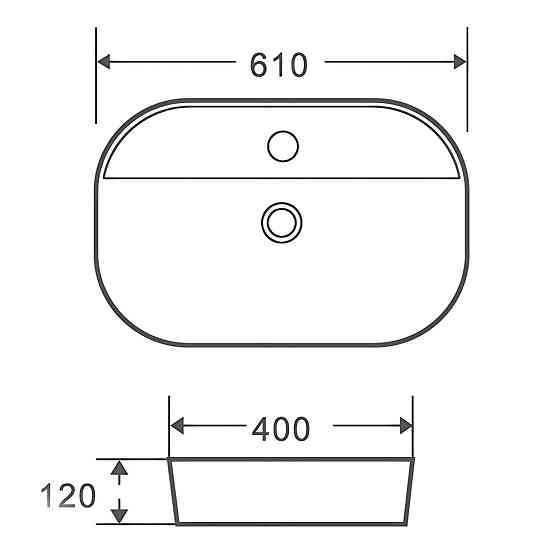 Раковина накладна Mixxus Premium ELLIPSE-0204 600х380х115mm з отвором під змішувач (MP6679) ( 10241 ) Харків