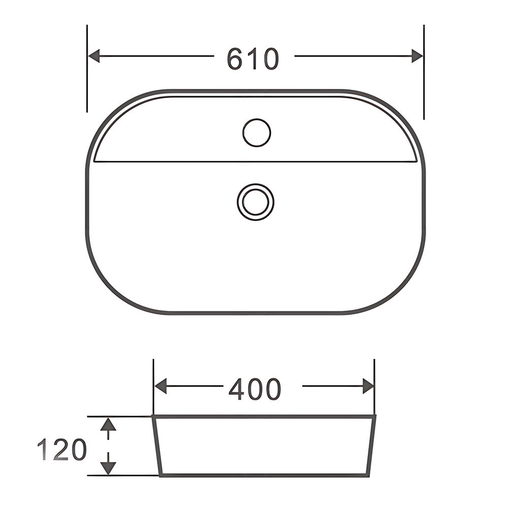 Раковина накладна Mixxus Premium ELLIPSE-0204 600х380х115mm з отвором під змішувач (MP6679) ( 10241 ) Харьков - изображение 6