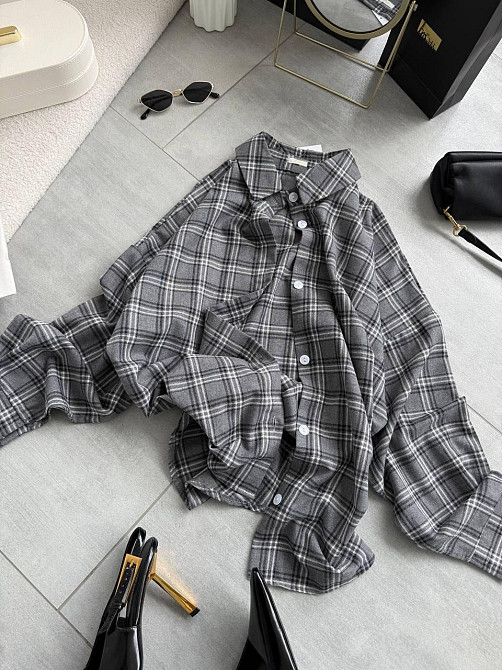 Женская трендовая оверсайз рубашка в клетку костюмный тиар Одесса - изображение 8