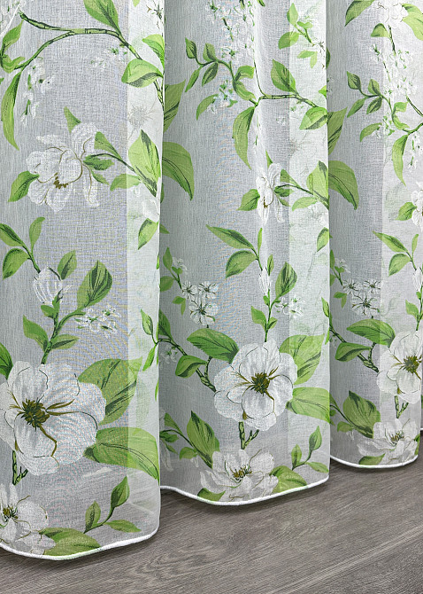 Тюль батист, колекція "Flora" колір білий з салатовим 1809т Київ - фото 7