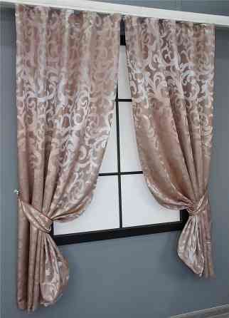 Комплект коротких штор VR-Textil Жакард Вензель № 090ш Пудровий 130х170 см 2 шт (35-0013) Київ