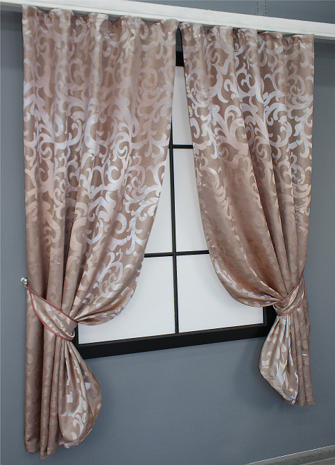 Комплект коротких штор VR-Textil Жаккард Вензель № 090ш Пудровый 130х170 см 2 шт (35-0013) Киев - изображение 2
