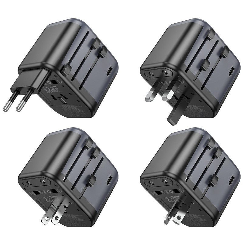 Мережевий зарядний пристрій BOROFONE BAC12 Leader 3-port(1C2A) universal conversion charger Black Одеса - фото 7