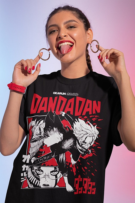 Футболка для хлопчика з аніме принтом Дандадан Сеіко Айасе Косплай оверсайз (зріст від 165 до 180) Чорний AnimeJ0546m Дніпро - фото 1