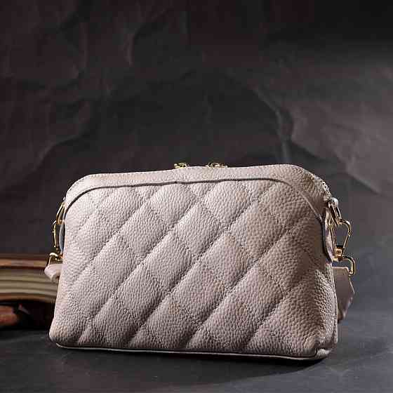 Стильна сумка жіноча через плече з натуральної стьобаної шкіри Біла (Vintage) Київ