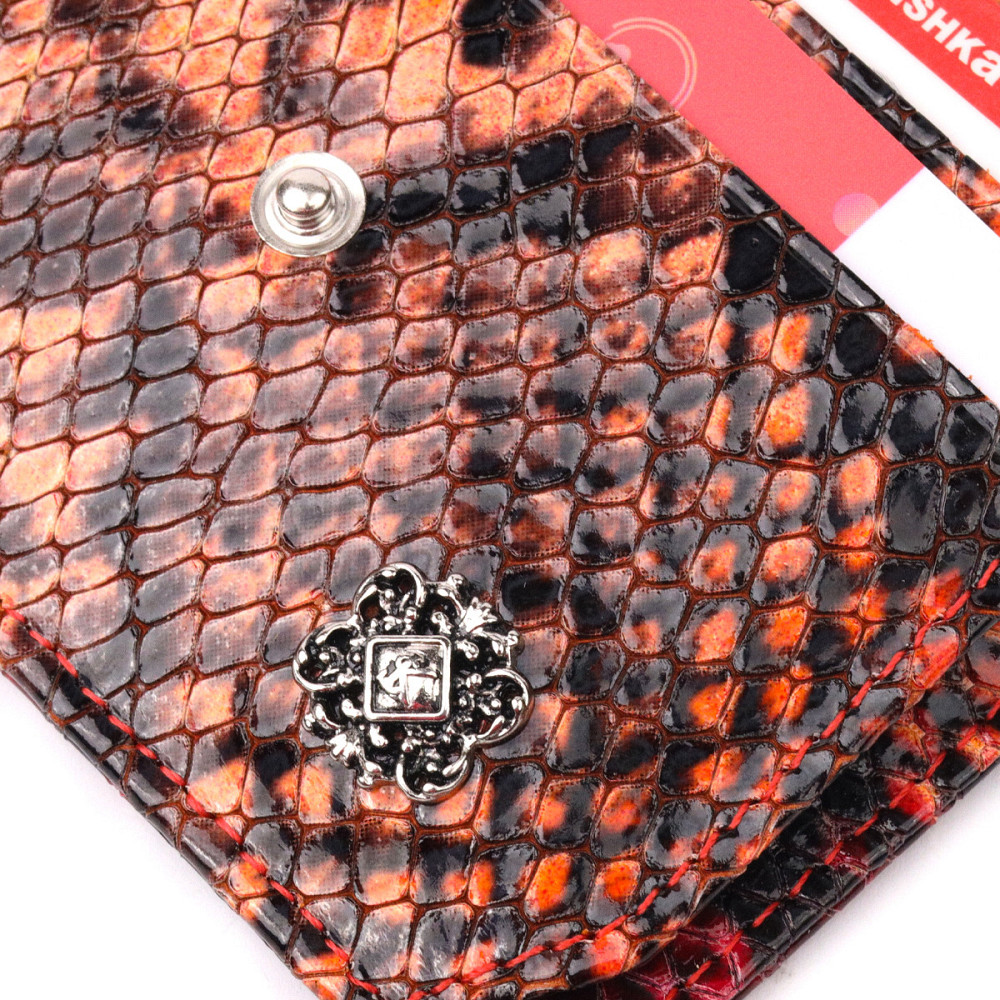 Візитниця з натуральної фактурної шкіри під змію KARYA 20964 Різнокольоровий Київ - фото 5