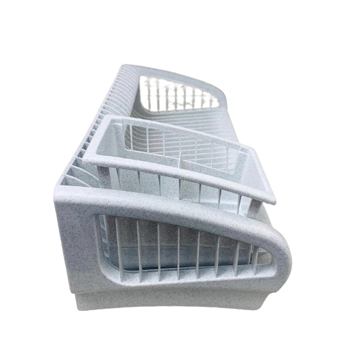 Сушарка для посуду + підставка для ст.приладів 2в1 пластик білий мармур 191-12 Ламела Житомир - фото 3