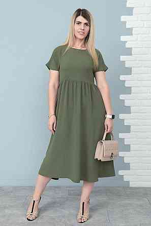 Літня сукня міді вільного крою "Ordinary" оптом | Батал Хакі, 50-52 Київ