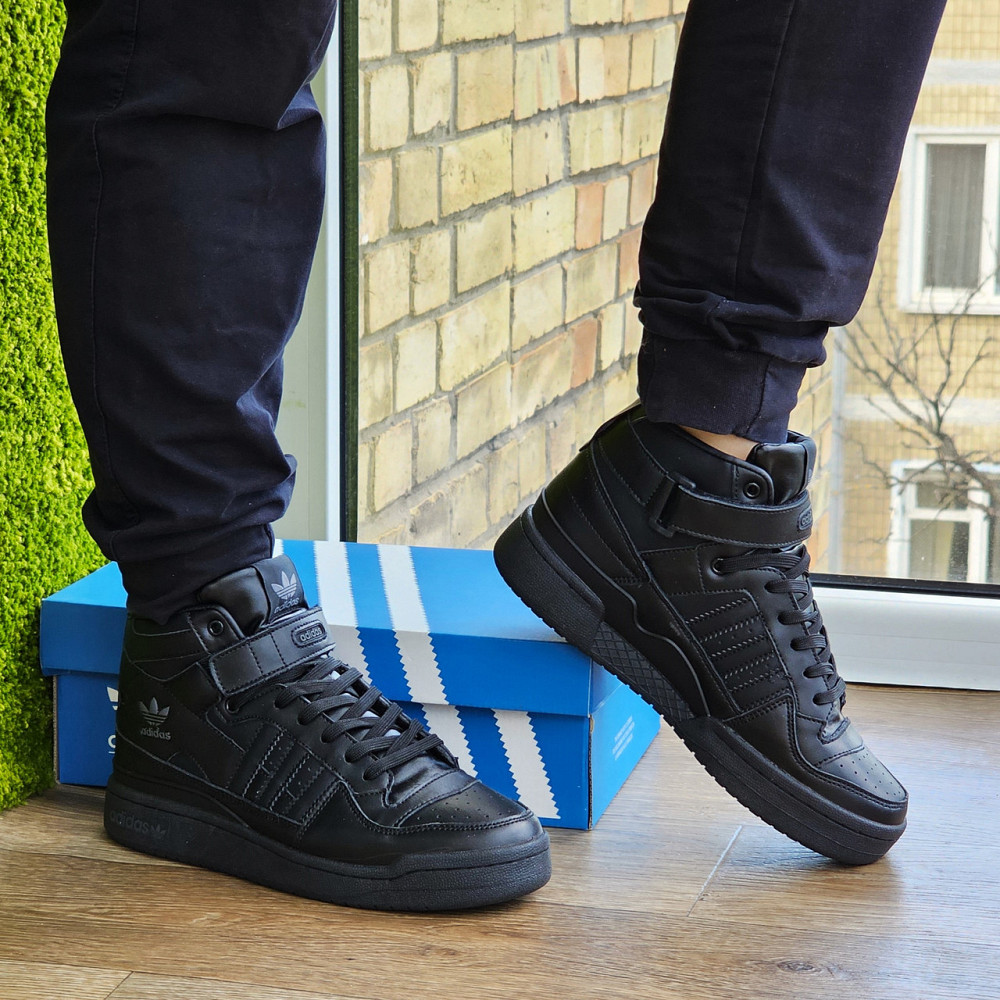 Високі Чорні Кросівки Adidas Forum Шкіряні Чоловічі Черевики Адідас Форум (розміри: 41,42,43,44,45,46) Дніпро - фото 10