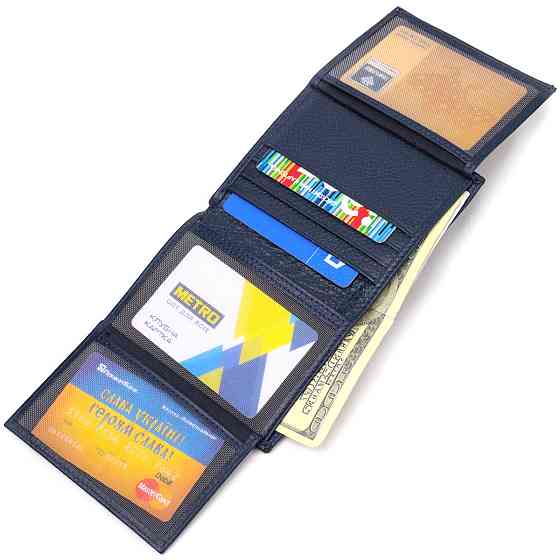 Чоловічий компактний гаманець із натуральної шкіри флотар Синій (CANPELLINI) Київ