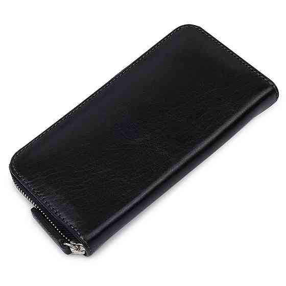 Шкіряний жіночий гаманець на блискавці GRANDE PELLE 11562 Чорний Київ