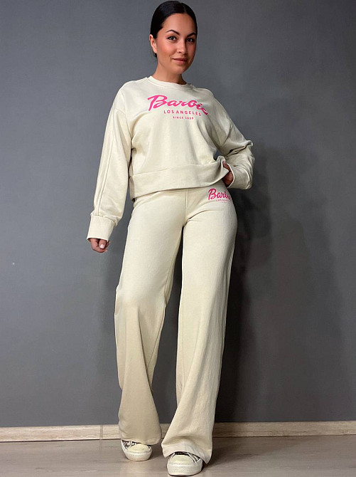 Костюм женский Quzen 485-485 Barbie оверсайз свитшот и брюки палаццо светло бежевый, світло-бежевый, L Киев - изображение 19