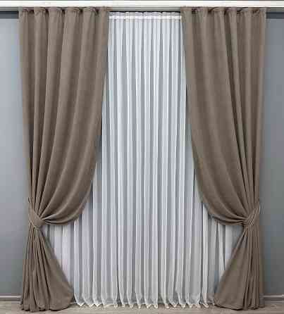 Комплект готовых штор VR-Textil Микровелюр Petek YL № 1707ш Какао 150х270 см 2 шт (33-0763) Киев