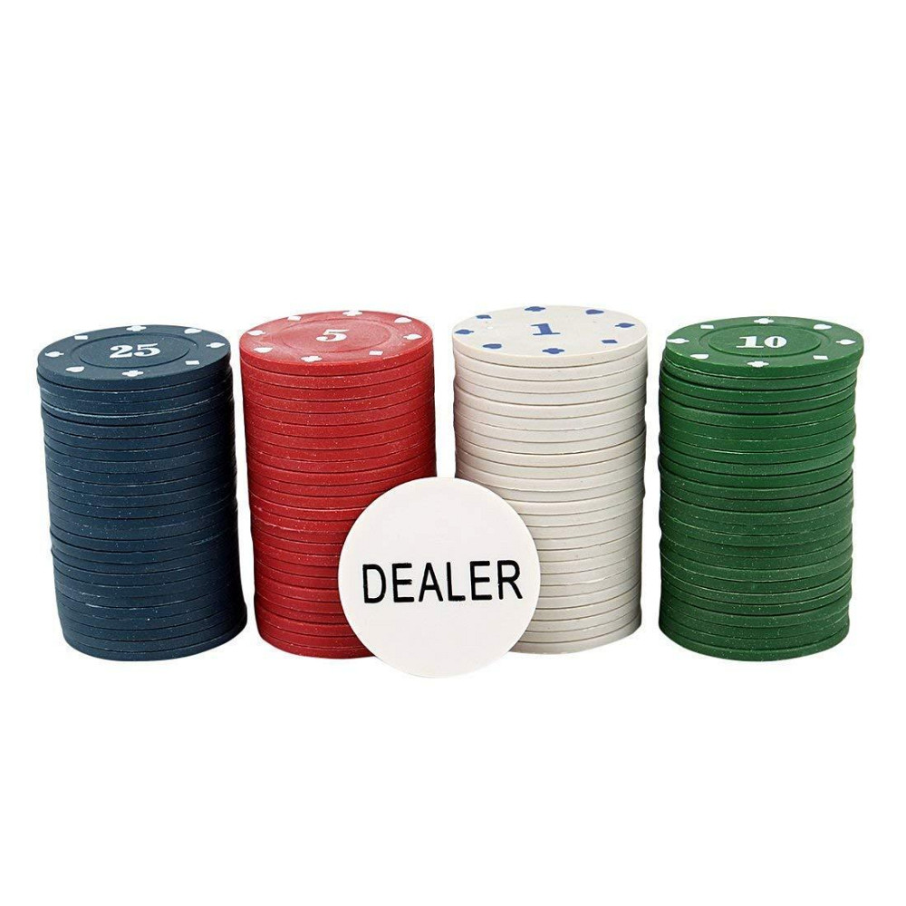 Набір фішок для покеру 100шт з номіналом та фішкою дилера в металевій коробці для гри вдома Київ - фото 5