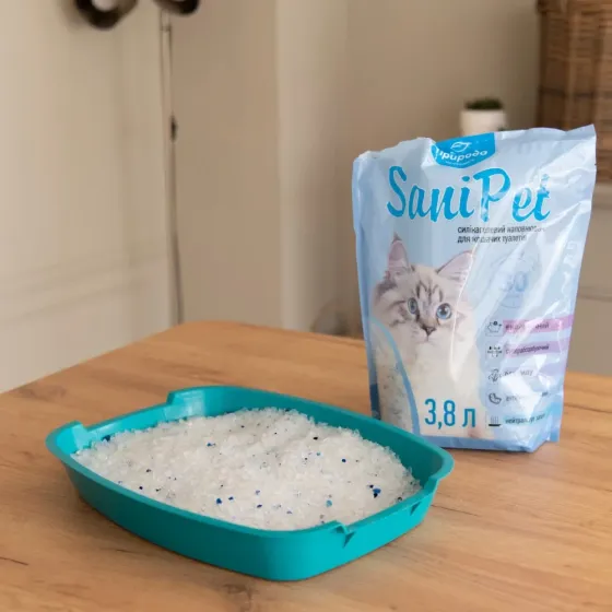 Силікагелевий наповнювач "Природа" "SaniPet" 3,8L Вінниця
