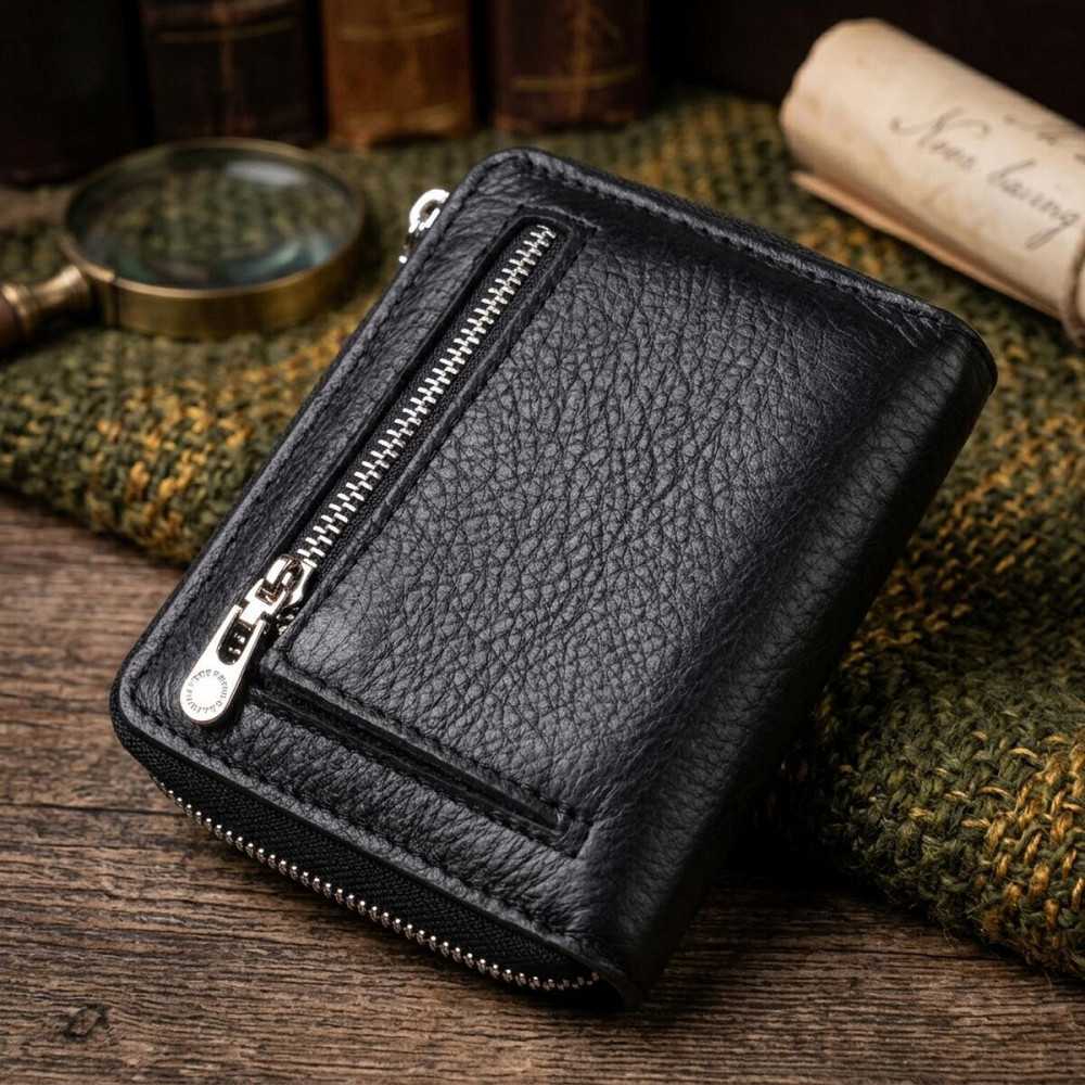 Женский кожаный кошелек на молнии с металлическим логотипом производителя ST Leather 19483 Черный Киев - изображение 14