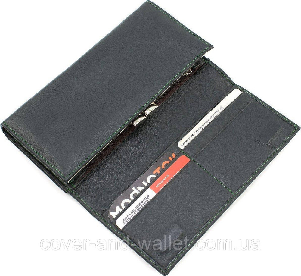 Кошелек женский кожаный с блоком для пластиковых карточек зеленого цвета Marco Coverna Киев - изображение 6