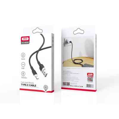 Дата кабель USB 2.0 AM to USB-C 1.0m 2.1A silicone black XO (NB208-TC-1-BK) Винница