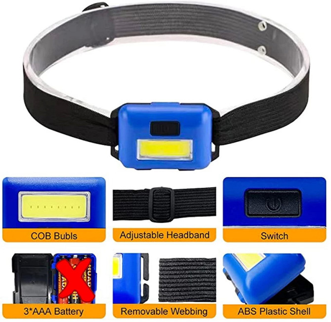 Налобний LED COB ліхтар Garden C9 (Синій) Миколаїв - фото 5