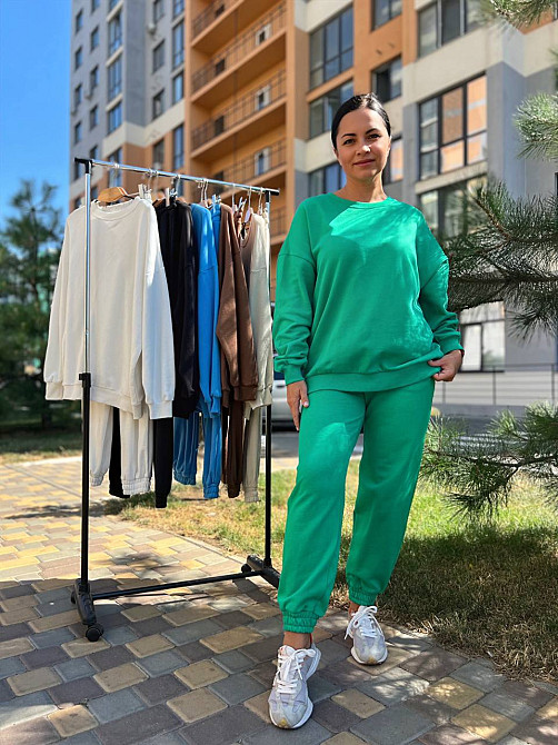 Костюм женский Quzen 470-471 свитшот и джогеры на резинке оверсайз, голубой, S Киев - изображение 5