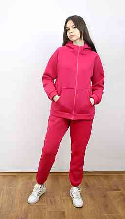Костюм женский теплый спортивный на флисе кофта на змейке Малиновый 46/48 Харьков