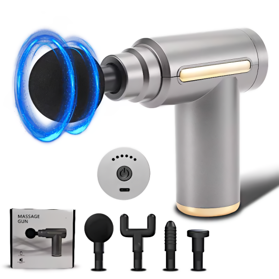 Портативний перкусійний масажер (масажний пістолет) для тіла з вбудованим штучним інтелектом - сірий Київ