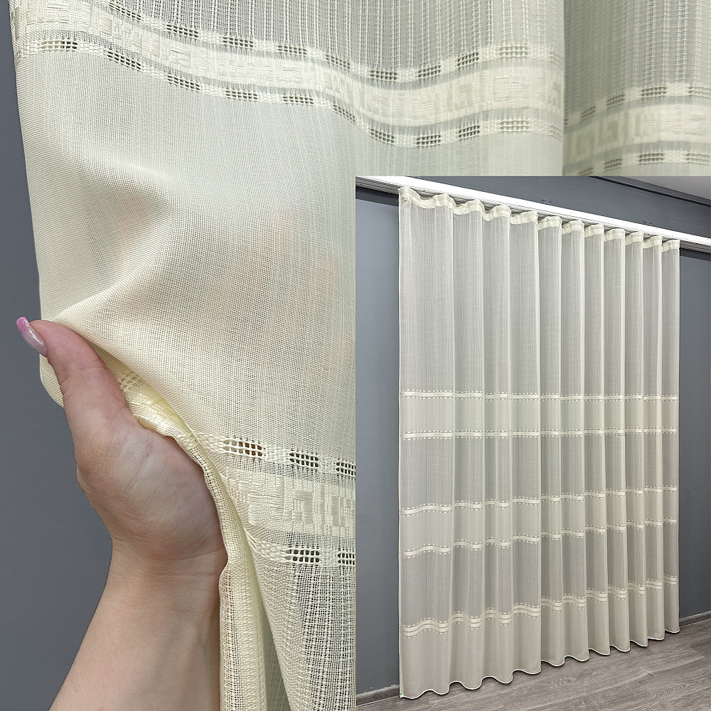 Тюль льон "Мережка" колір кремовий 1722т Київ - фото 1