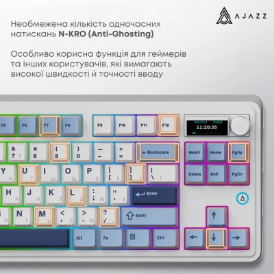 Клавіатура Ajazz AK870 PLUS Murad Switch RGB Wireless/Bluetooth/USB White (AK870-MU-BWD) Вінниця - фото 6