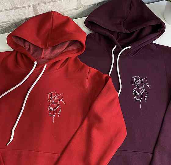 Парні толстовки з АБСТРАКТНИМ ПРИНТОМ ВЛЮБЛЕННОЇ ПАРИ з капюшоном і кишенькою для хлопця та дівчини Чернівці