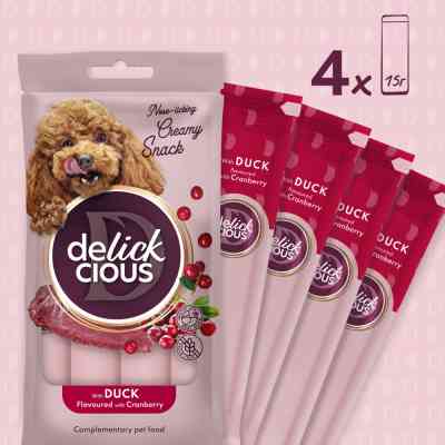 Лакомство для собак Delickcious с уткой и добавлением клюквы 4х15 г (4820269145405) Винница