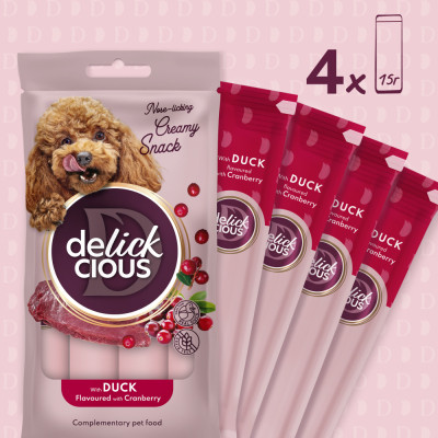 Ласощі для собак Delickcious з качкою та додаванням журавлини 4х15 г (4820269145405) Вінниця - фото 3