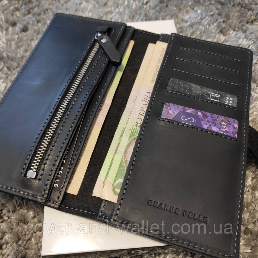 Стильный чолоічий купюрник ручной роботи із натуральної шкіри Grande Pelle 523110 Київ - фото 3