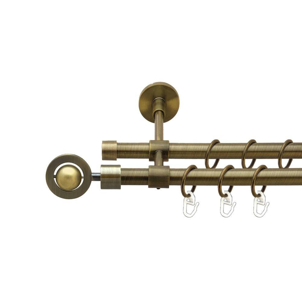 Карниз Orvit Пополо Комбінований металевий дворядний закритий гладка труба кільце металеве Антик 16\16 мм 160 см (00-00017067) Львів - фото 1