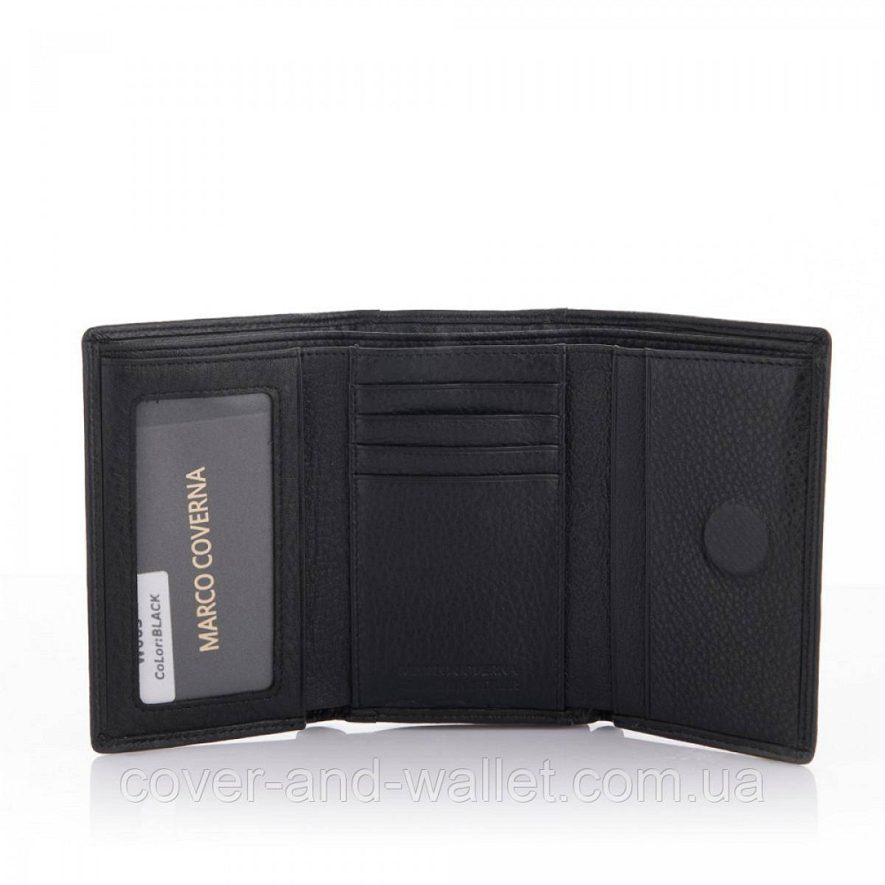 Женский черный кошелек небольшого размера из натуральной кожи с монетницей Marco Coverna W 003 Киев - изображение 5