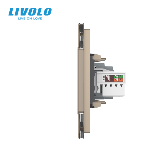 LIVOLO Розетка тримісна комбінована Силова Інтернет Livolo золото скло (VL-C7C2EU1CK0-13) Коломия
