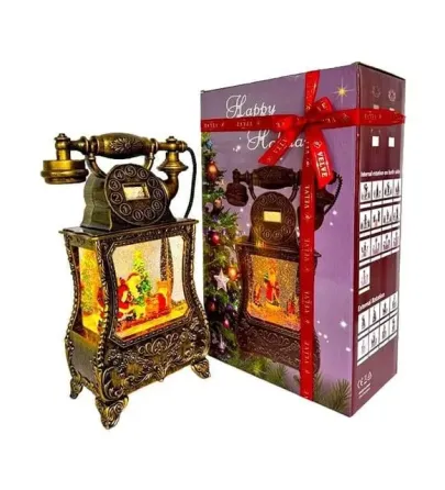 Новогодний фонарь с Санта-Клаусом в форме старинного телефона 814 Коломия