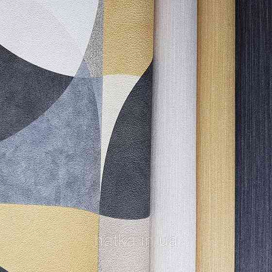 Шпалери метрові вінілові на флізелін дизайнерські Erismann Elle геометрія ромби кола жовтий чорний сірий Київ