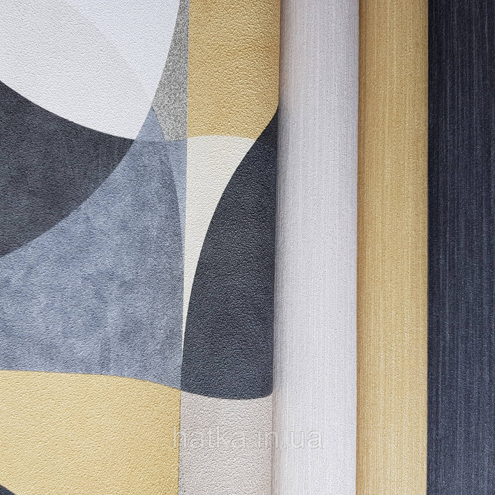 Шпалери метрові вінілові на флізелін дизайнерські Erismann Elle геометрія ромби кола жовтий чорний сірий Київ - фото 4