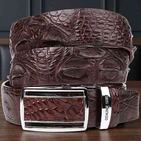 Ремень-автомат CROCODILE LEATHER 18240 из натуральной кожи крокодила Коричневый Киев