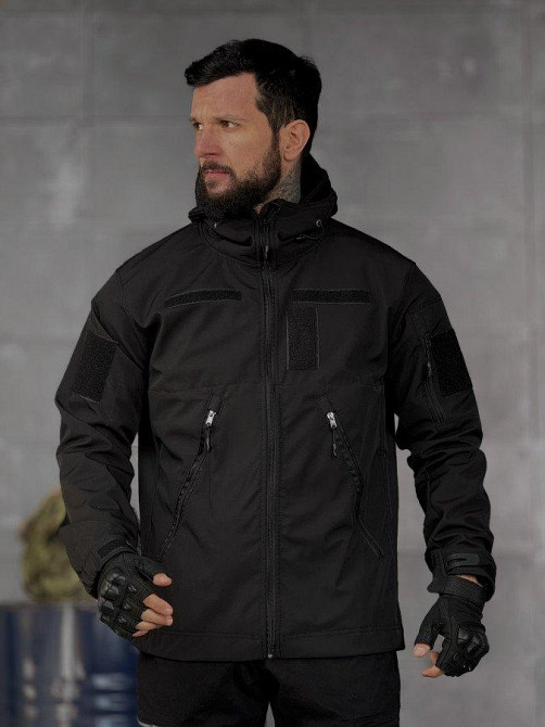 Демисезонная тактическая куртка софтшел  lion  black   ВТ5053 Одесса - изображение 1