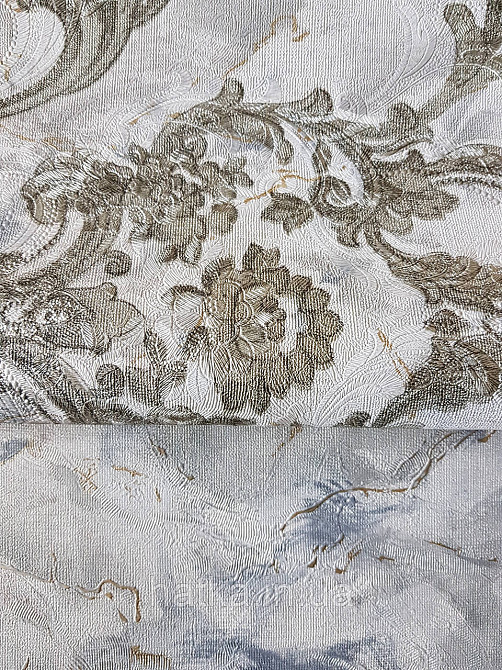 Обои метровые виниловые на флизелине Grandeco Poeme вензеля структурные бронзовые на сером Киев - изображение 3