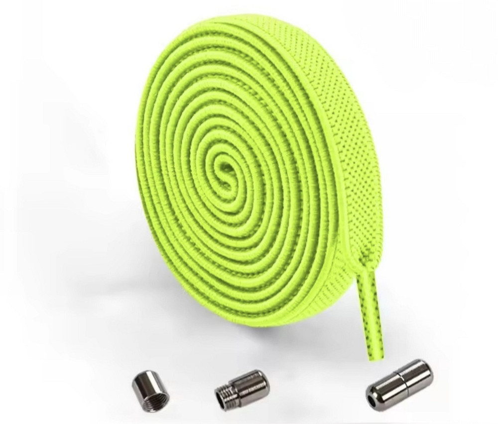 Шнурки эластичные без завязок с металлическими застежками Ярко-салатовый Смела - изображение 1