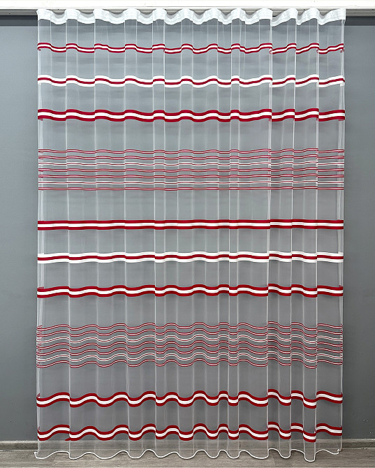 Тюль VR-Textil 1774т Фатин полосы Красный с белым 250х270 см (42-1239) Киев - изображение 2