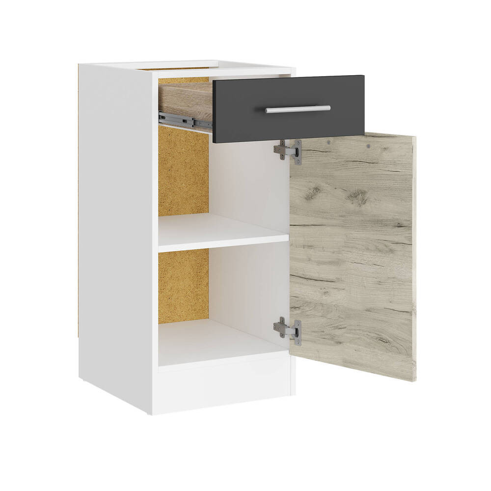 Кухонный модуль нижний с шухлядой Эверест Эко 400 дуб крафт белый/графит/белый (без столешницы) 40х46х82 см (DTM-071030) Львов - изображение 2