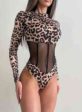 Боди женское леопардовое с сеткой леопардовый Киев