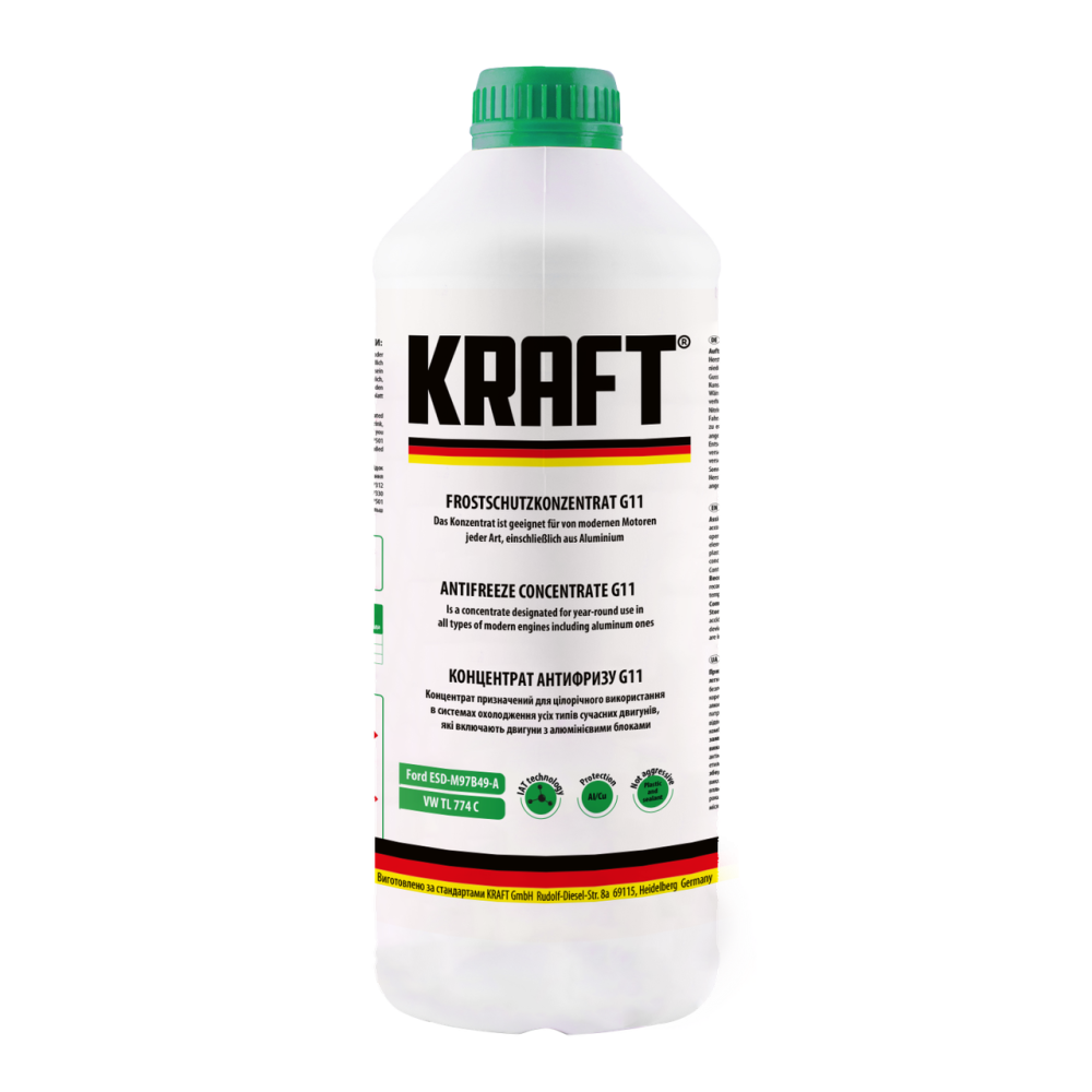 KRAFT G11 концентрат зелений 1,5 л — антифриз-концентрат до -80 °C | KF118 Ковель - фото 1